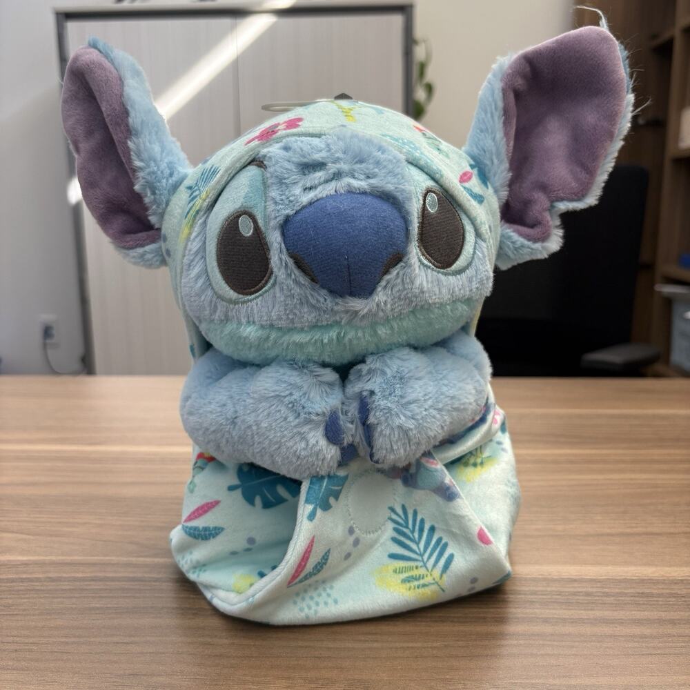Disney Parks Stitch Babies Blanket Pouch Swaddle Plush Doll 11" Plushy - NWOT